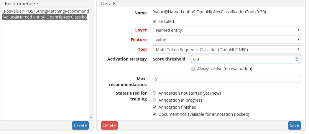 recommender settings